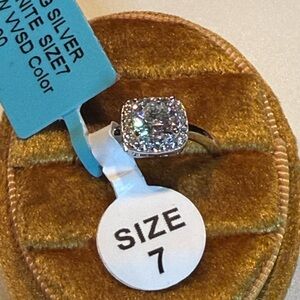 1.35ct Moissanite Halo Sterling Silver Ring